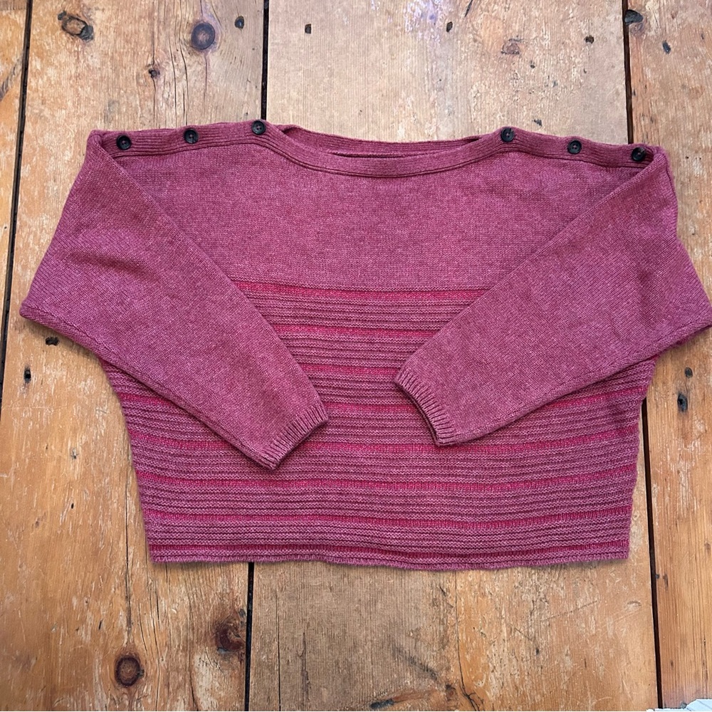 Prana Phono Mauve Cropped Boat Neck Wool Blend Sweater - Size L - Picture 3 of 7